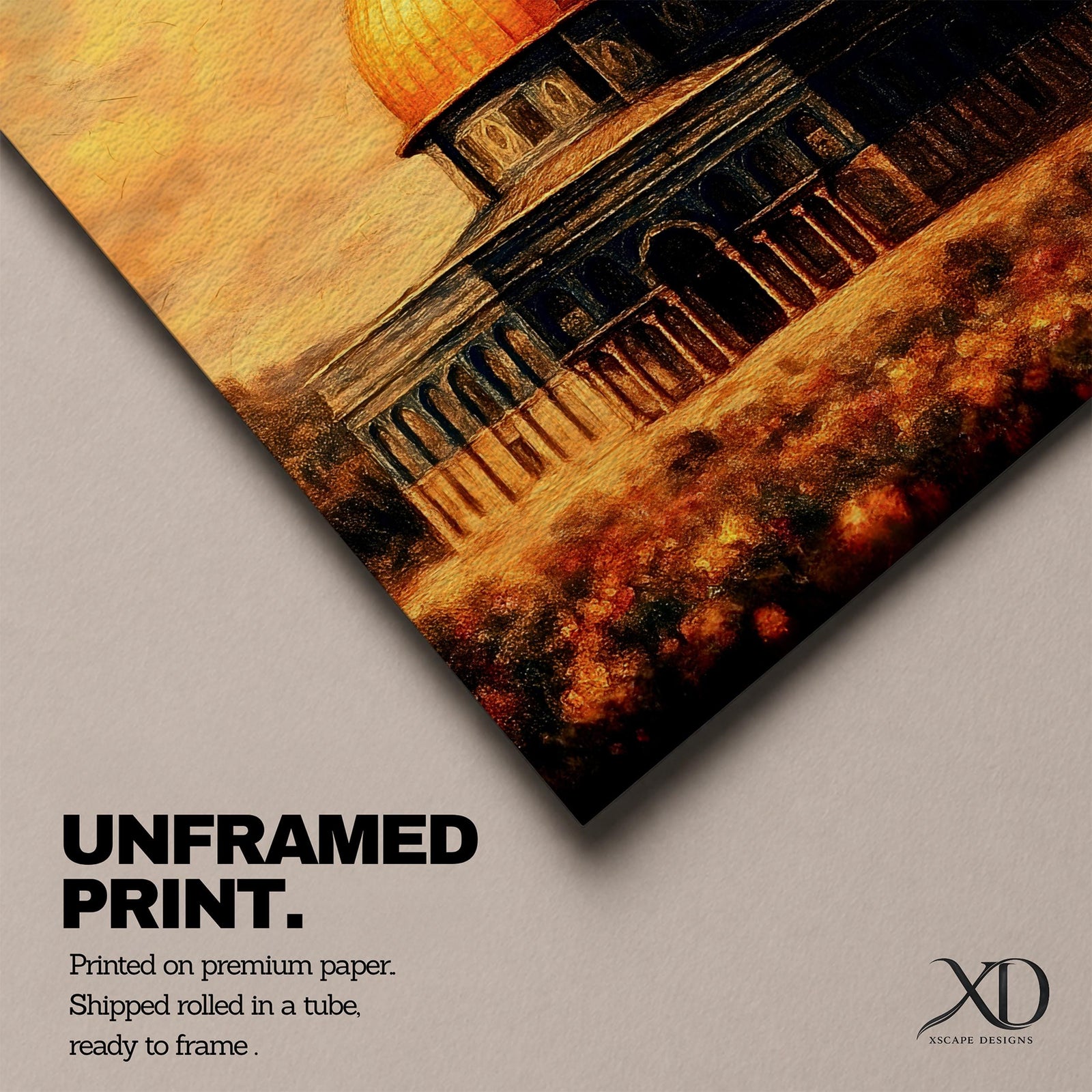 Dome of the Rock Wall Art Temple Mount Framed Canvas Al-Aqsa Vintage Islamic Decor