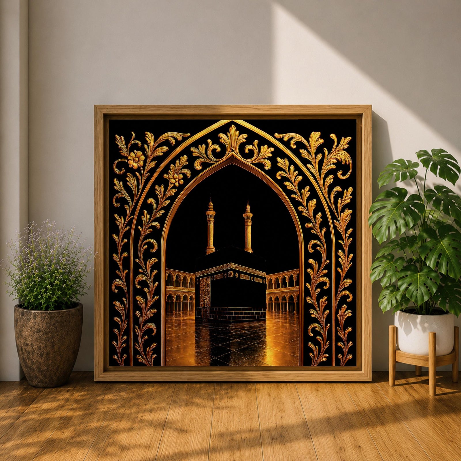 Kaaba Wall Art Arch View Framed Canvas Masjid al Haram Islamic Mecca Home Decor