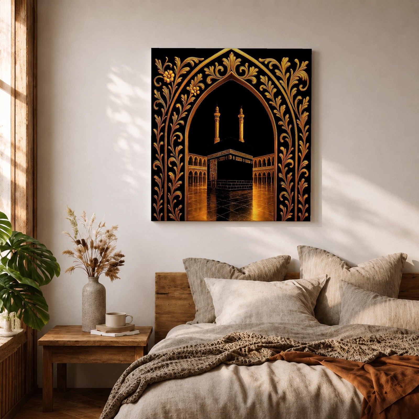 Kaaba Wall Art Arch View Framed Canvas Masjid al Haram Islamic Mecca Home Decor