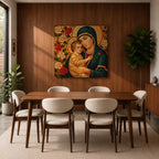 Virgin Mary Wall Art Madonna and Child Framed Canvas Mosaic Catholic Home Decor