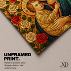 Virgin Mary Wall Art Madonna and Child Framed Canvas Mosaic Catholic Home Decor