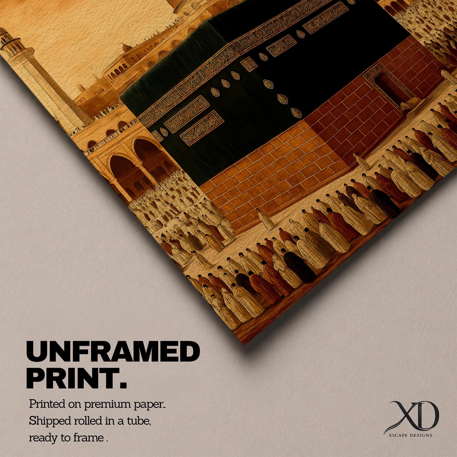 Kaaba Wall Art Tawaf Pilgrims Framed Canvas Masjid al Haram Vintage Medina Islamic Decor