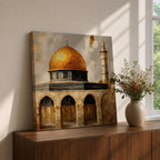 Masjid Al Aqsa Wall Art Golden Mosque Framed Canvas Qubbat Sakhra Islamic Home Decor