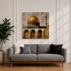 Masjid Al Aqsa Wall Art Golden Mosque Framed Canvas Qubbat Sakhra Islamic Home Decor