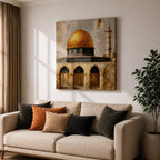 Masjid Al Aqsa Wall Art Golden Mosque Framed Canvas Qubbat Sakhra Islamic Home Decor