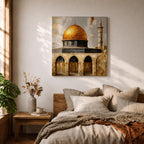 Masjid Al Aqsa Wall Art Golden Mosque Framed Canvas Qubbat Sakhra Islamic Home Decor