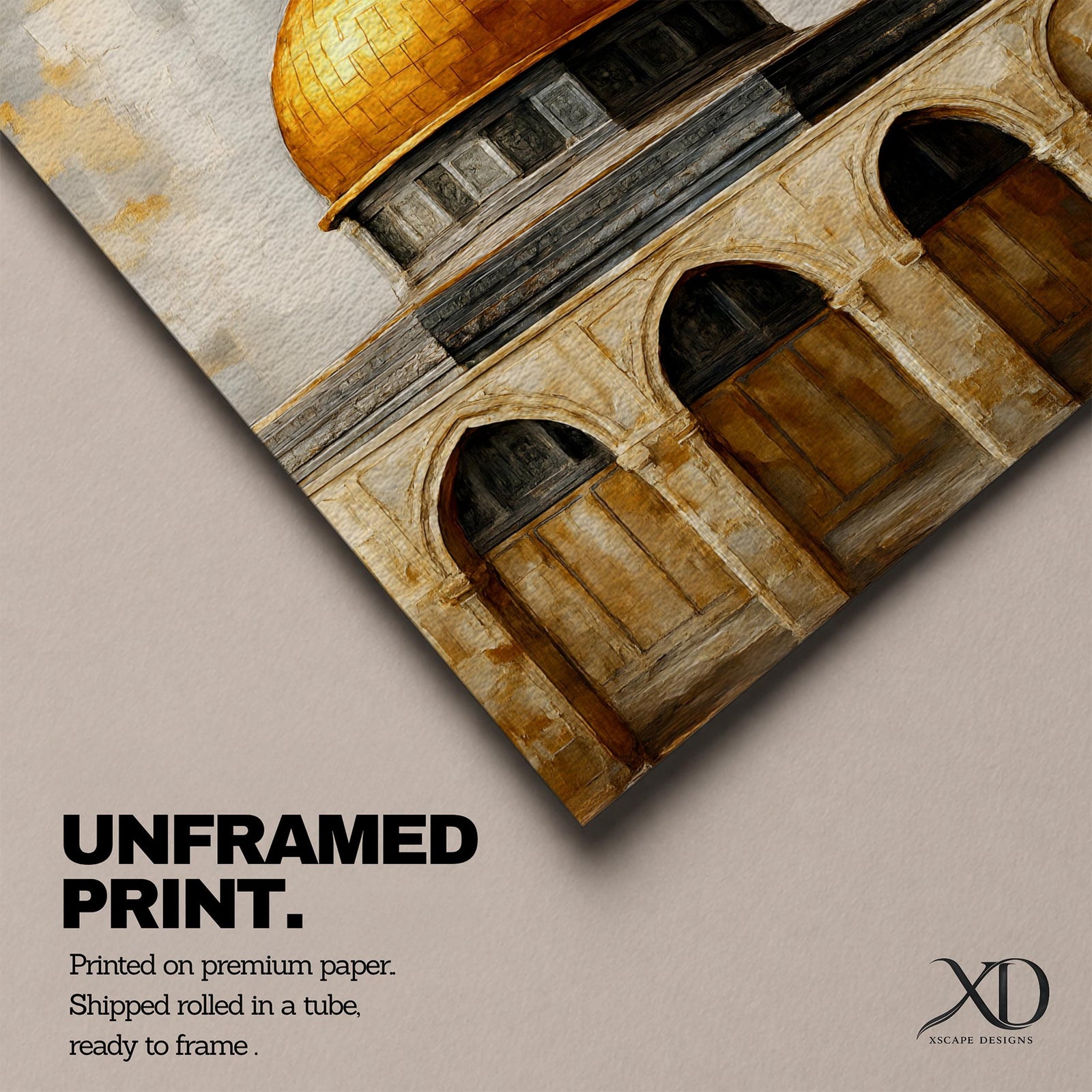 Masjid Al Aqsa Wall Art Golden Mosque Framed Canvas Qubbat Sakhra Islamic Home Decor