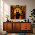 Kaaba Wall Art Arch View Framed Canvas Masjid al Haram Islamic Mecca Home Decor
