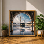 Kaaba Wall Art Arch View Framed Canvas Masjid al Haram Mecca Islamic Home Decor