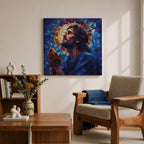 Jesus Wall Art Christ Framed Canvas Mosaic Stained Glass Christian Gift Catholic Home Decor