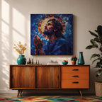 Jesus Wall Art Christ Framed Canvas Mosaic Stained Glass Christian Gift Catholic Home Decor