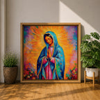 Our Lady of Guadalupe Wall Art Virgencita Framed Canvas Catholic Mexican Home Decor