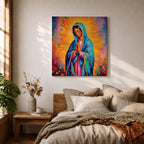 Our Lady of Guadalupe Wall Art Virgencita Framed Canvas Catholic Mexican Home Decor