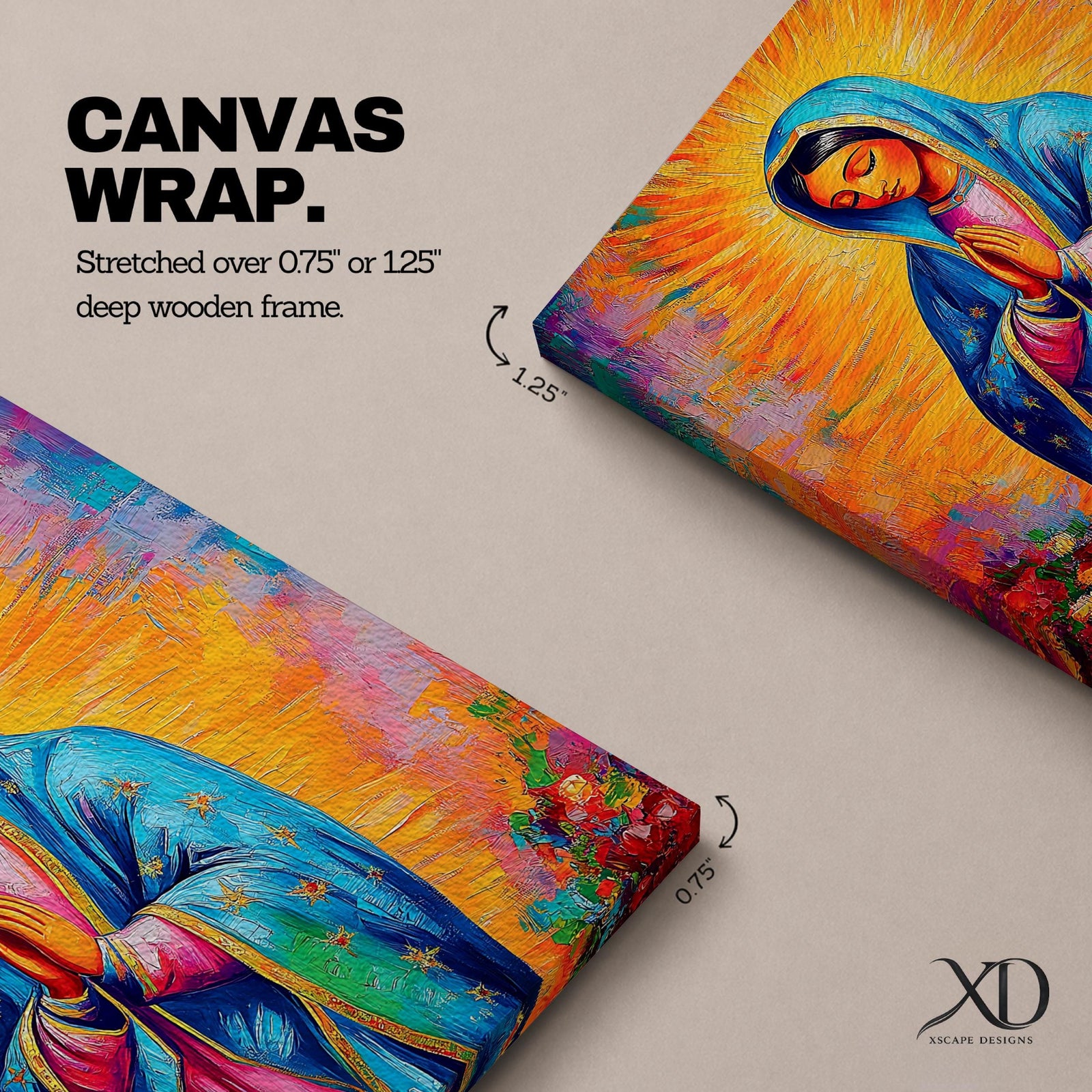 Our Lady of Guadalupe Wall Art Virgencita Framed Canvas Catholic Mexican Home Decor