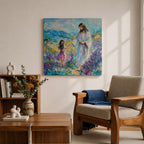 Jesus with Children Wall Art Biblical Framed Canvas Impasto Christian Gifts Catholic Home Decor