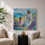 Jesus with Children Wall Art Biblical Framed Canvas Impasto Christian Gifts Catholic Home Decor