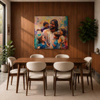 Jesus with Children Wall Art Christ with Kids Framed Canvas Biblical Christian Home Decor