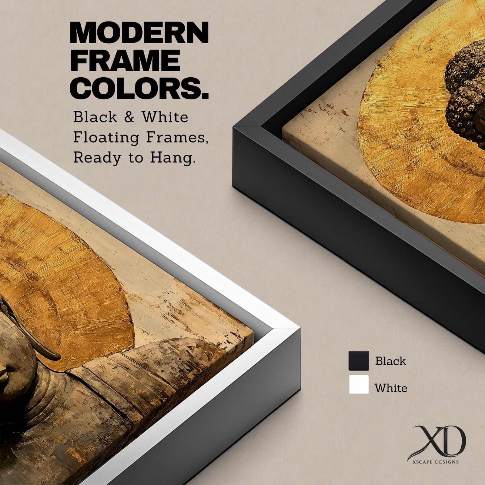 Buddha Wall Art Gautama Framed Canvas Zen Buddhist Vintage Rustic Asian Home Decor