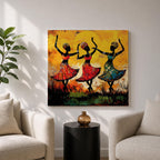 African Tribal Dance Wall Art African Women Framed Canvas Ethnic Culture Impasto Home Decor