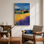 Tuscan Lavender Field Wall Art Italian Countryside Framed Canvas Tuscany Impasto Farmhouse Decor