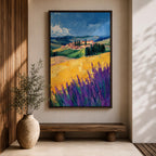 Tuscan Lavender Field Wall Art Italian Countryside Framed Canvas Tuscany Impasto Farmhouse Decor