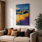 Tuscan Lavender Field Wall Art Italian Countryside Framed Canvas Tuscany Impasto Farmhouse Decor