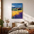 Tuscan Lavender Field Wall Art Italian Countryside Framed Canvas Tuscany Impasto Farmhouse Decor