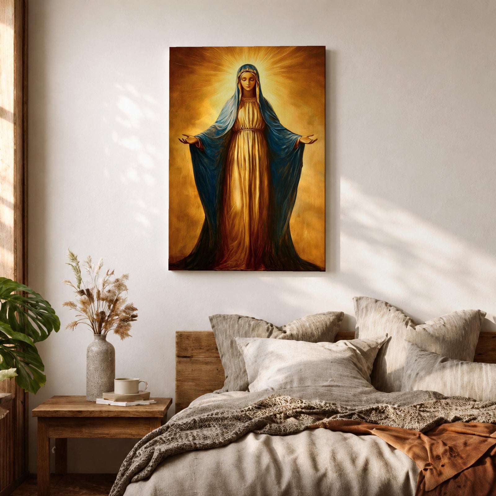 Virgin Mary Wall Art Our Lady Grace Framed Canvas Catholic Sacred Christian Home Decor