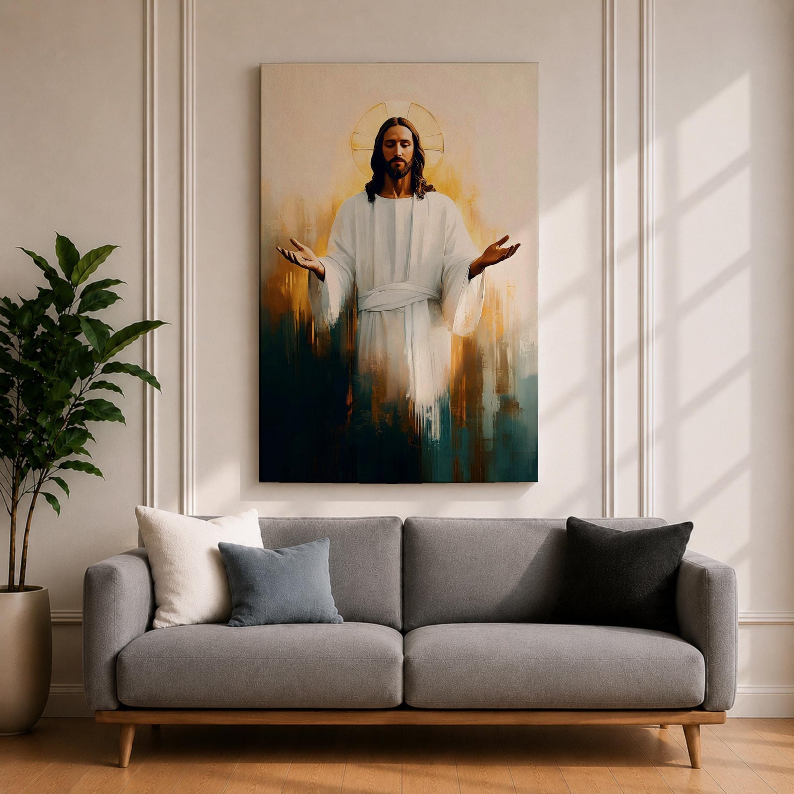 Jesus Wall Art Christ Redeemer Framed Canvas Christian Sacred Biblical Religious Home Decor