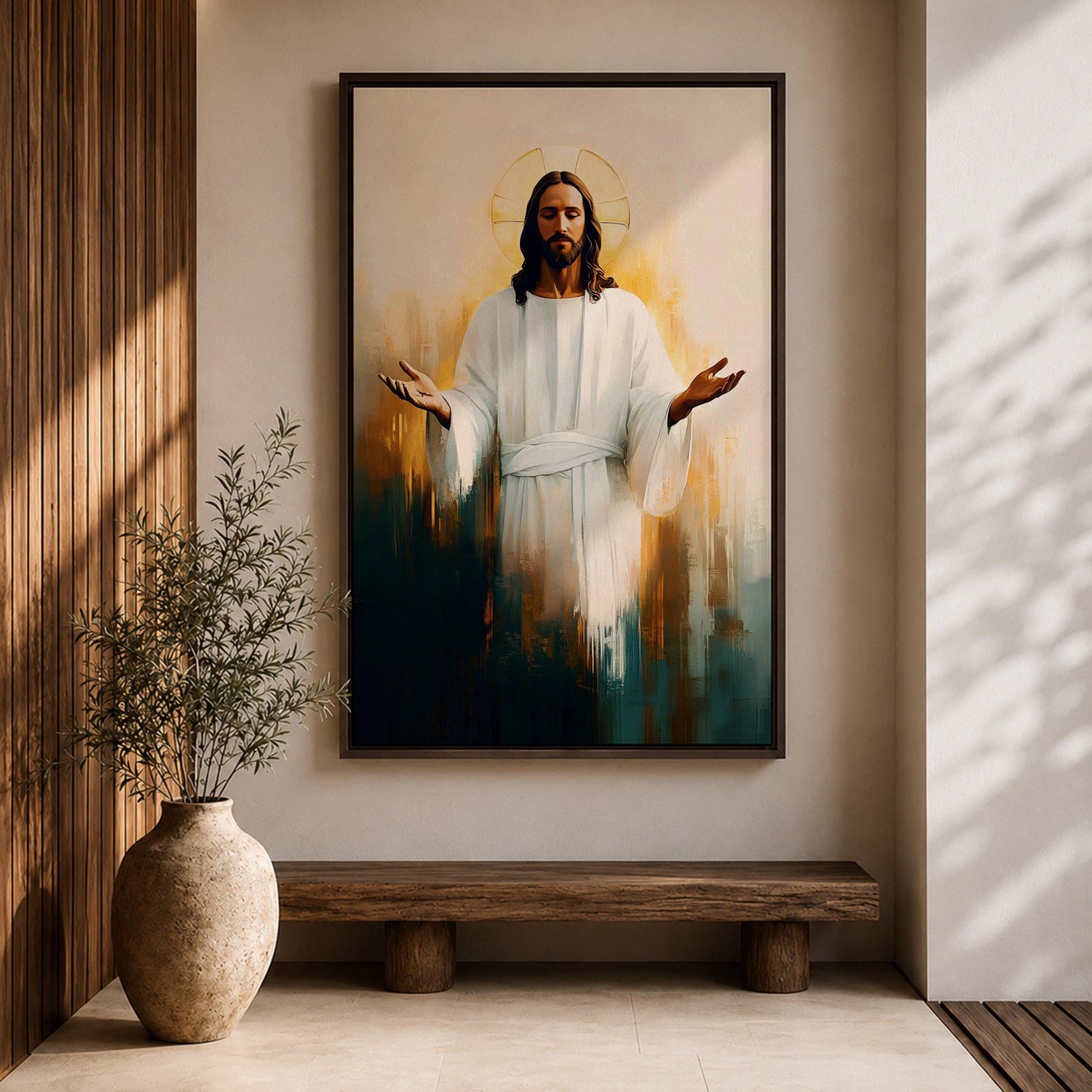 Jesus Wall Art Christ Redeemer Framed Canvas Christian Sacred Biblical Religious Home Decor