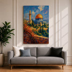 Dome of the Rock Wall Art Old Jerusalem Framed Canvas Qubbat al-Sakhrah Islamic Decor