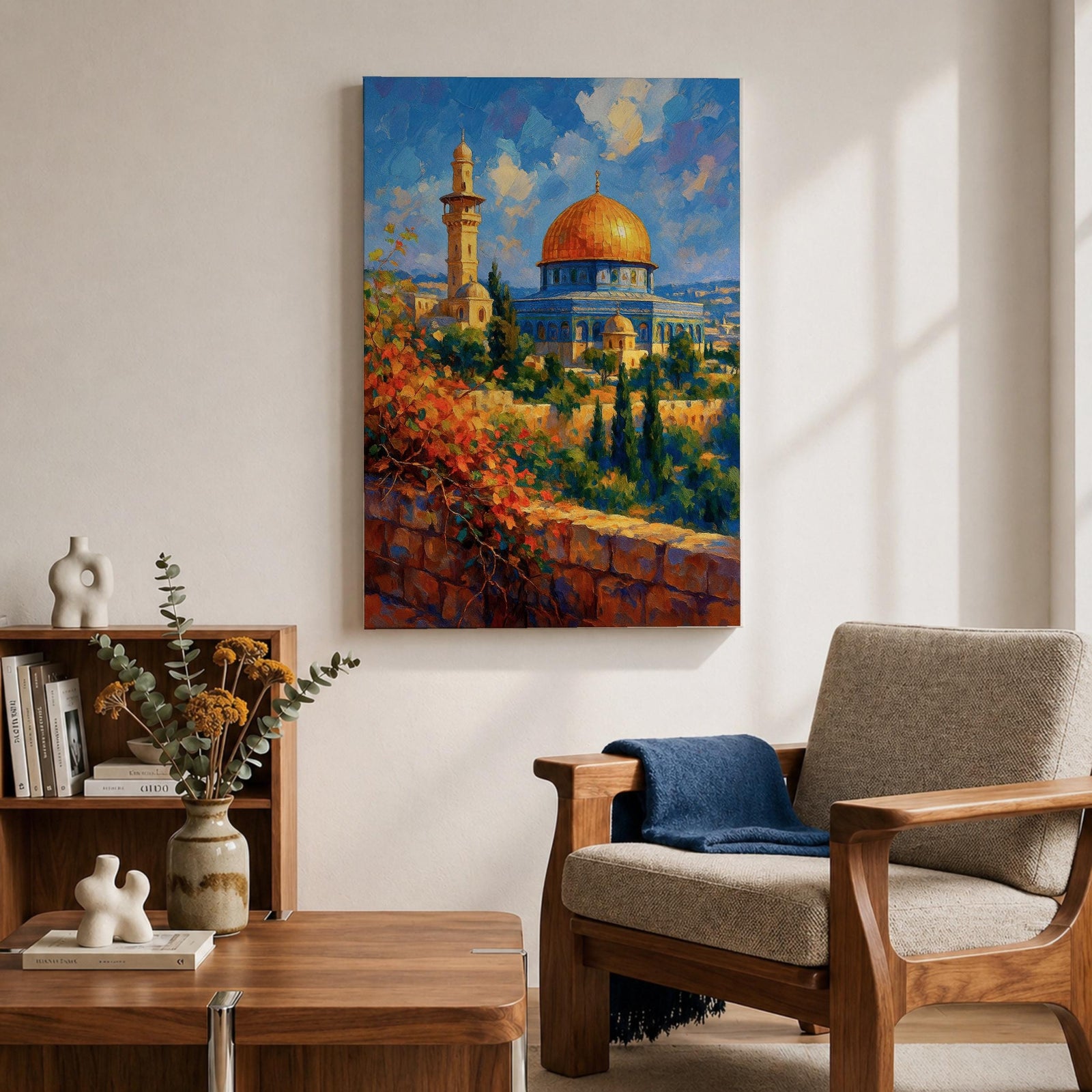 Dome of the Rock Wall Art Old Jerusalem Framed Canvas Qubbat al-Sakhrah Islamic Decor