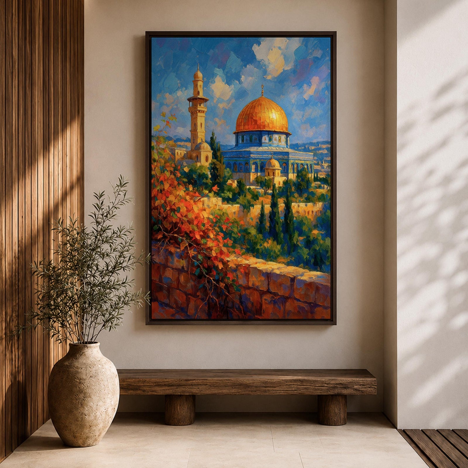 Dome of the Rock Wall Art Old Jerusalem Framed Canvas Qubbat al-Sakhrah Islamic Decor