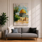 Dome of the Rock Wall Art Temple Mount Framed Canvas Qubbat al-Sakhrah Islamic Decor