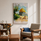 Dome of the Rock Wall Art Temple Mount Framed Canvas Qubbat al-Sakhrah Islamic Decor