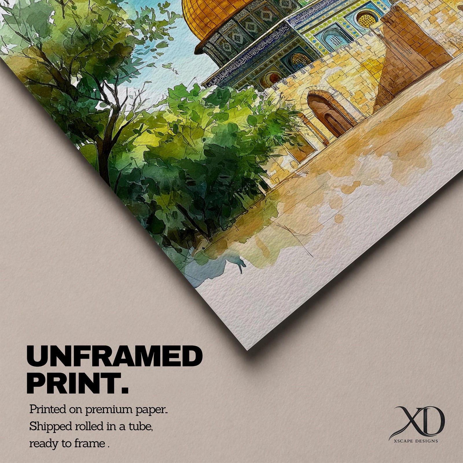 Dome of the Rock Wall Art Temple Mount Framed Canvas Qubbat al-Sakhrah Islamic Decor