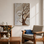 Buddha Wall Art Tree of Life Framed Canvas Textured Zen Spiritual Boho Home Decor