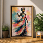 Black Lady Justice Wall Art Blindfolded Scales Afro Abstract Colorful Canvas Legal Office Decor