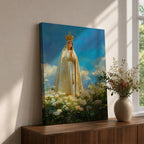 Our Lady of Fatima Wall Art Floral Altar Framed Canvas Madonna Catholic Christian Decor