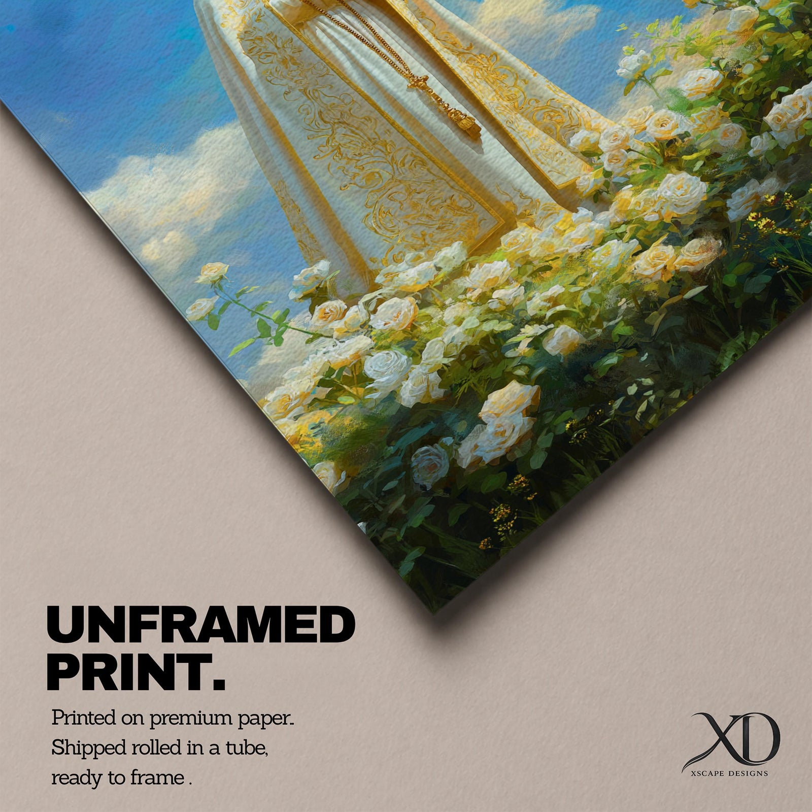 Our Lady of Fatima Wall Art Floral Altar Framed Canvas Madonna Catholic Christian Decor