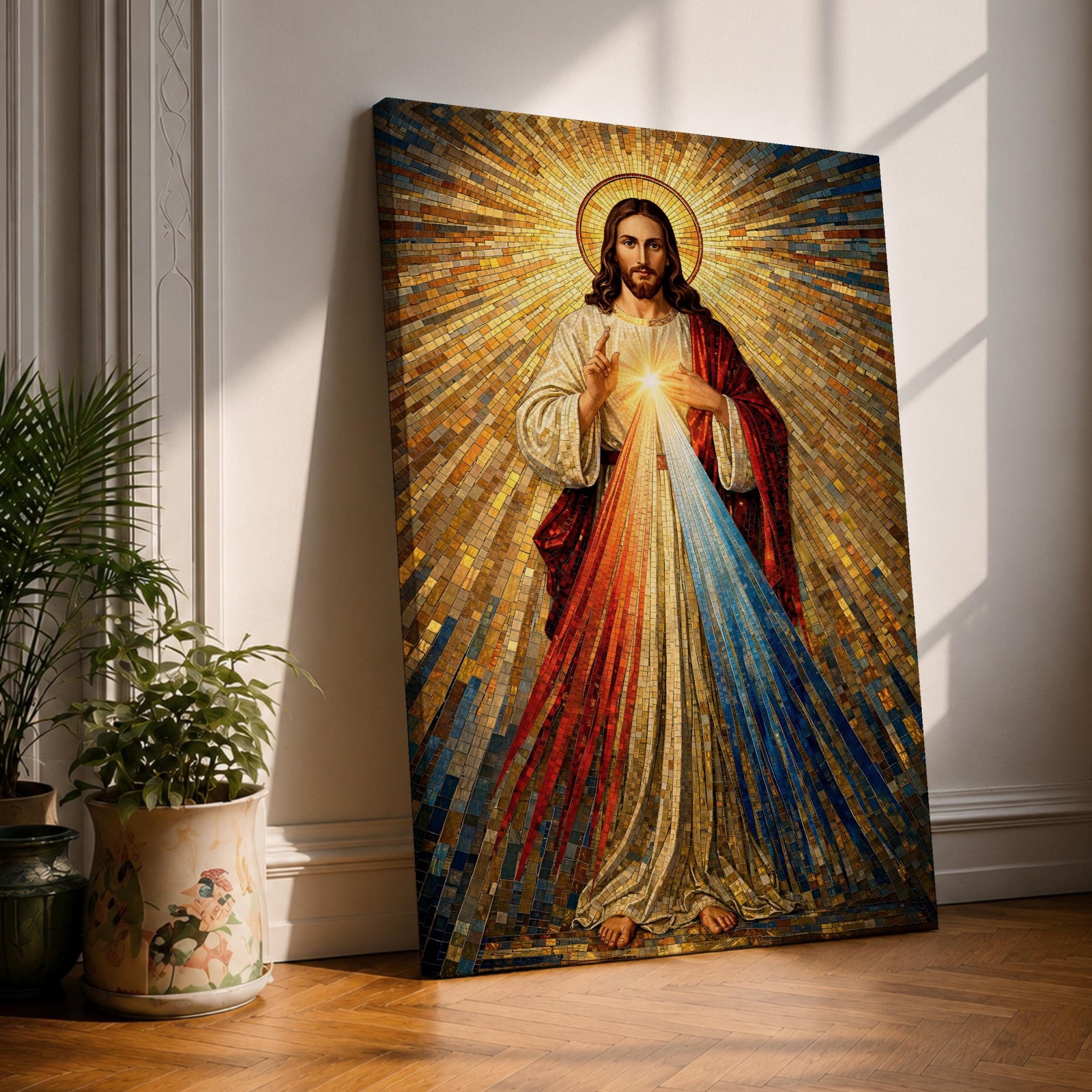 Divine Mercy Wall Art Jesus Mosaic Christian Icon Religious Gift Prayer Room Home Decor