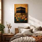 Kaaba Wall Art Mecca Masjid Al Haram Islamic Framed Canvas Floral Sacred Mosque Decor
