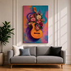Guitar Wall Art Floral Harmony Framed Canvas Acoustic Spanish Music Garden Blooms Boho Decor