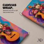 Guitar Wall Art Floral Harmony Framed Canvas Acoustic Spanish Music Garden Blooms Boho Decor