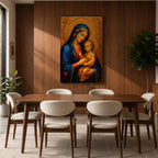 Virgin Mary and Child Wall Art Madonna Framed Canvas Catholic Sacred Marian Home Decor