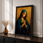 Virgin Mary Wall Art Our Lady of Sorrows Framed Canvas Catholic Sacred Religious Decor
