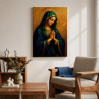 Virgin Mary Wall Art Our Lady of Sorrows Framed Canvas Catholic Sacred Religious Decor