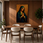 Virgin Mary Wall Art Our Lady of Sorrows Framed Canvas Catholic Sacred Religious Decor