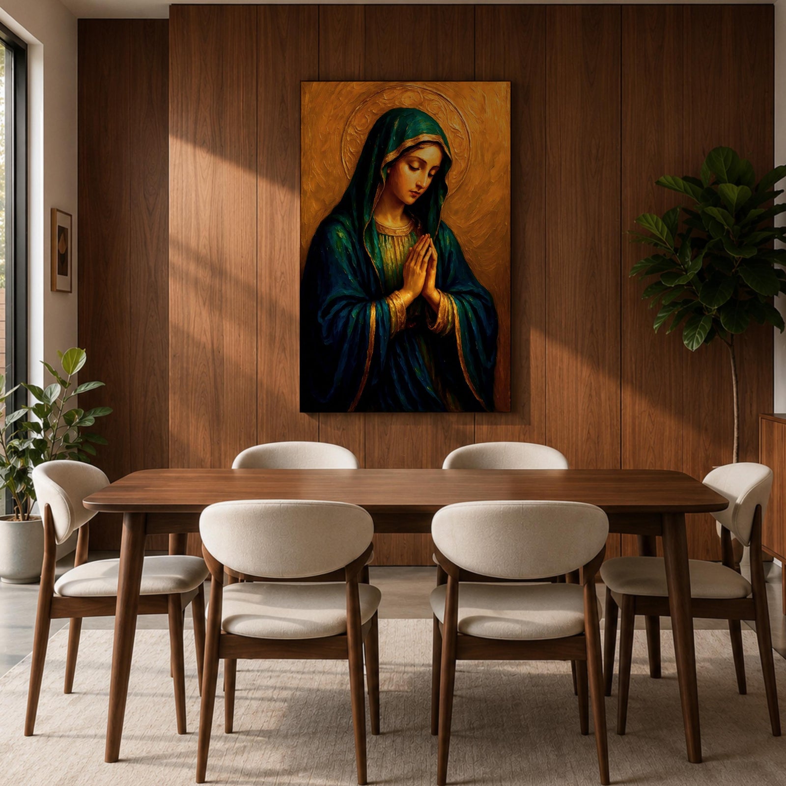 Virgin Mary Wall Art Our Lady of Sorrows Framed Canvas Catholic Sacred Religious Decor
