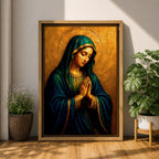 Virgin Mary Wall Art Our Lady of Sorrows Framed Canvas Catholic Sacred Religious Decor